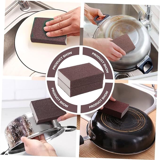 2Pcs Kitchen Scrubbers Eraser Sponge Dish Sponge Kitchen Scrubber Brush Kitchen Cleaning Sponge Bathroom Cleaning Brush Furniture Sponge Rust Remover Brush Power