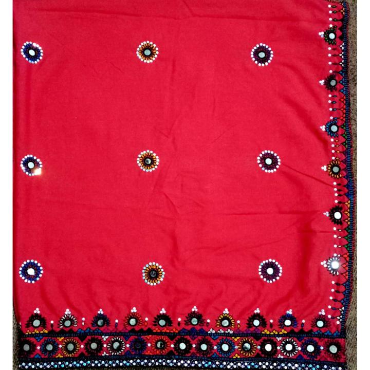 Sindhi/ balochi embroidered large size original karhai handmade red chadar for ladies