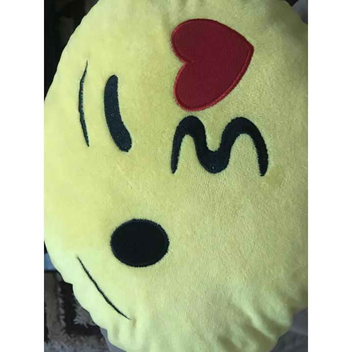 Wink Blow Heart Kiss Emoji Pillow 12.5 Inch Large Yellow Smiley Emoticon