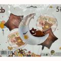 CRESCENT FOIL BALLOON - TEDDY BEAR FOIL BALLOON - HELLO BABY FOIL BALLOON - PACK OF 5 FOIL BALLOONS. 