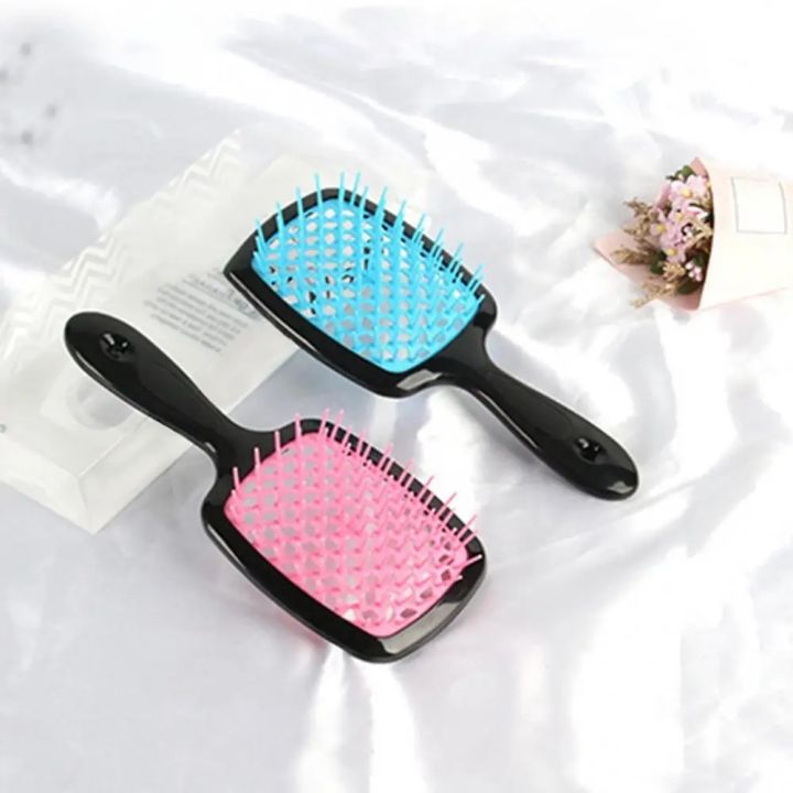 【DATA FROG Global MALL】Hollow Grid Dry Wet Use Scalp Massage Salon Hairstyle Hairdressing Comb Tangled Hair Brush Salon Comb