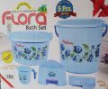 5 Pcs Bath Set 1 Flora Tub 1 Balty (Bucket) 30 Ltrs 1 Stool 1 Mug 1 Soap Shampoo Rack (Multicolours). 