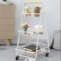 Multi-Function Multi Purpose 3-Tier A Shape Metal Mobile Trolley Cart (White). 