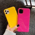 Silicone Solid Neon Fluscent Yellow Green Phone Case For iPhone 13 12 11 Pro Max X XS XR 8 7 Plus SE 2020 Case Soft Cover Red. 