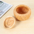 Set of 2 Small Decorative Bamboo Baskets with Lid for Storing Small Items Handmade and Braided Bamboo Storage Box. 