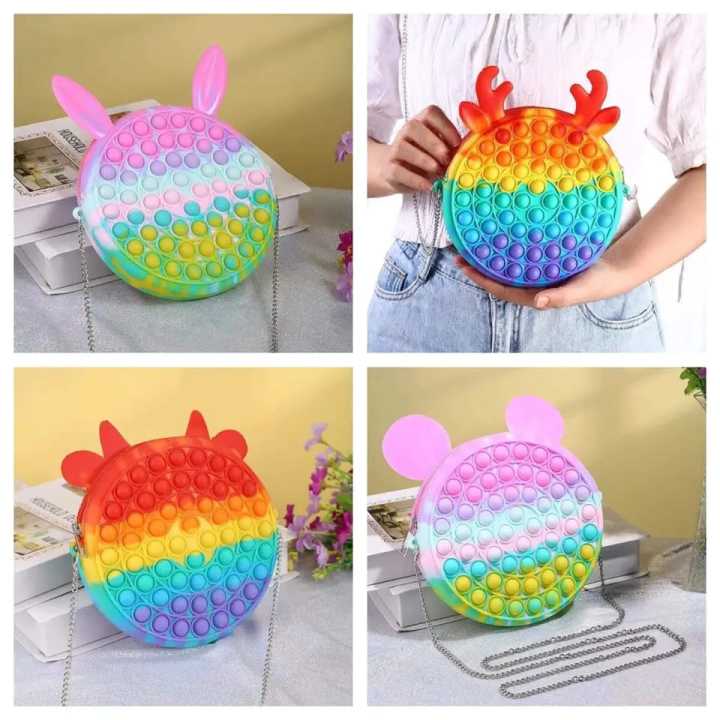 Popit Fashion Bag Bubble Decompression Toy Purse Pop It Bags For Girls In Multicolor Pop It Bag Push Bubble Pop Its Pendant Bag Random Design And Colors