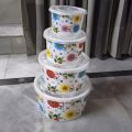 4 Pcs Printed Food Storage Boxes with Covers Random Prints. 