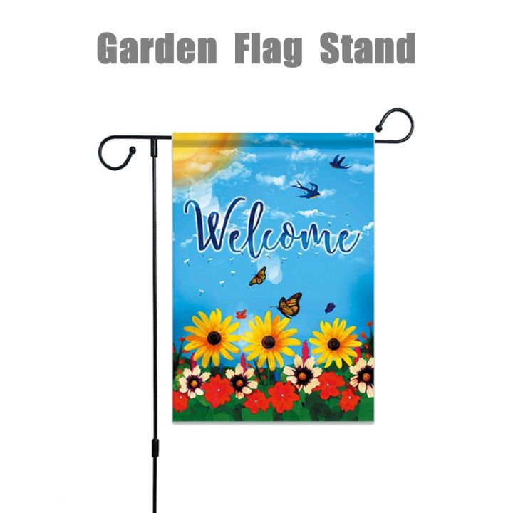 【ALLGOOD】Banners Accessories For Garden Flag Stand Flagpole Black Wrought Iron Small Flag Stand Yard Garden Flag Pole Flag Holder Display