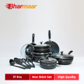 Non Stick Set - 17 Pcs - Cookware Set - All Item Set - Kitchen Set - Black and Red. 