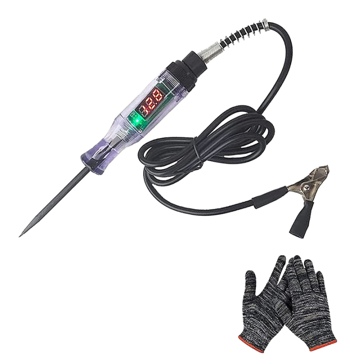 Car Truck Circuit Test Pen Circuit Tester Pen 6V/12V/24V DC Digital Test Pen Automotive Test Light Pen with Gloves