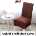 Frill Dining Chair Covers Set - Pack of 6 - For Arm Less Chairs Dust Proof Skirt Chair Covers Universal Ruffled Chair Covers Wedding Hotel Banquet Decoration. 