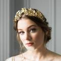 European Greek Goddess Headband Metallic Gold Leaves Branch Crown Hair Band Wedding Tiara Hair Accessories. 