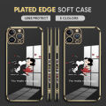 (Free Lanyard) Luxury 6D Plating Case for iPhone XS MAX Phone Cases Happy Cartoon Puppy Side Print Soft Silicone Square Back Cover. 