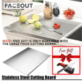 FACEOUT - Stainless Steel Cutting Board 48x40cm/32x38cm – Durable, Hygienic, Easy to Clean – Cutting Board, No Smell – Perfect for Meat, Fish, Vegetable & Fruit Chopping – Premium Quality – Large Steel Cutting Board for Kitchen – Sturdy & Unbreakable. 
