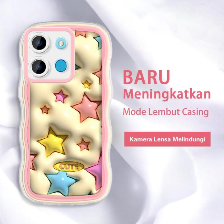 FELMYST Case For Infinix Smart 7 Hot INS Cute Stars Candy Phone Casing Shockproof Soft Back Cover for Girl