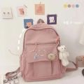 Plain Embossed with Bear Backpack  With Pendant. 