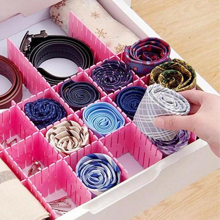 4Pcs/Sets Plastic Drawer Partition Strips  - Socks, Ties, Belts, Scarfs & Underwears, Sorting DIY Drawer Organizing Plastic Strips