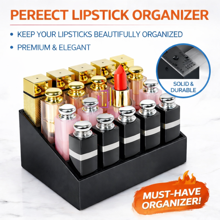 Makeup & Lipstick Organizer 24 Pcs Lipstick Holder Stand | Plastic Organizer for Cosmetic  BuyToday