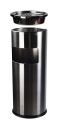 Round Stainless Steel Trash Can with Grid Ashtray Outdoor Dustbins Hotel Recycling Compost Bins Location Paper Storage Bins. 