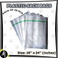 Plastic Sack Bags - 18" x 24". 