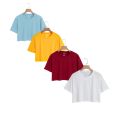 Pack of 4 Premium Quality Plan Crop T Shirt Crew Neck Half Sleeves Crop Top for Girls Crop Top for Women Crop Top for Ladies. 