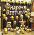 Crown Star Metallic Gold Silver Balloons Happy Birthday balloons Happy Birthday Decoration theme set. 