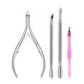 Manicure and Pedicure Nail Cleaning Tools for Parlor Including Nail Fork, Nail Clipper, Cuticle Pusher and Ingrow Nail File, Stainless Steel Nail Clippers kit for Women Personal Use (Pack of 4). 