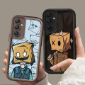 Cartoon Box Paper Man Silicone Phone Case For Samsung Galaxy S24 Ultra S23 S22 S21 Plus FE A54 A34 A14 A73 A53 A33 Soft Cover. 