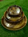 Stunning Wooden Plate Set with Intricate Brass Decorative Work | Set of Wooden Plates | Upgrade Your Table Setting! Wooden Plate Set | 03 Piece Set | Impress your guests | Hadi Wood Craft | Draz.pk. 