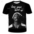Hip Hop Singer Tupac Amaru Shakur Men 3D Graphic T Shirts Summer Casual Figure Printed T-shirt Pullover Short Sleeve Women Tee. 