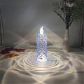 LED Candle Lamp with Rose halo refraction,Battery Operated Diamond Pillar Flameless Candles with rose pattren. 