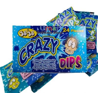 CRAZY Dips Blue Raspberry Sherbet & Candy Dipstick (1Box in 24pcs)