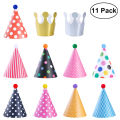 11 Pieces Happy Birthday Party Hats Polka Dot DIY Cute Handmade Cap Crown Shower Baby Decoration Boy Girl Gifts Supplie. 
