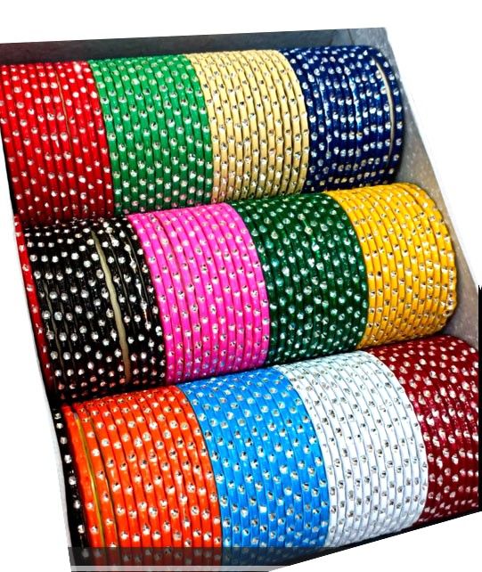 A CLASS METAL SHINING DOT BANGLES IN MEDIUM SAWA DO LARGE DHAI FOR GIRL ...