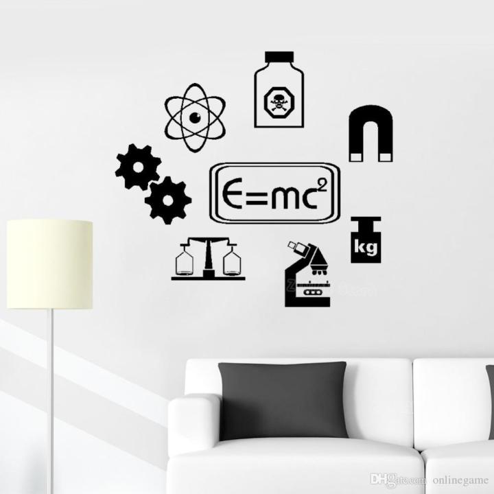 Size : 4 x 1 feet Sheet -Chemistry E= Mc Lab Science Physics School Wall Sticker Vinyl Art (Paste According to your Wall) for decor decoration lovers- Black color - Rising Arts