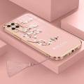 Casing For OPPO A54 4G Luxury Beautiful mapies with flower Camera Protection Phone Case Plating Edges Silicone Soft Cover With Free Lanyard. 