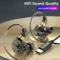 S16 3.5MM/Type C Wired Headphones 45 Degree Bending In-ear Headset Handsfree Earbuds with Mic Game Sports Earphone for Samsung. 