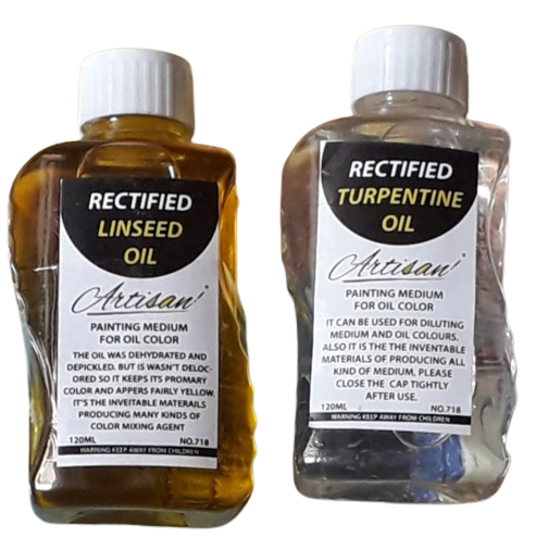 Combo Pack Of 2 - 1 Pc Linseed Oil And 1 Pc Turpentine Oil Plastic Bottle 120ml Each KS
