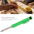 Woodworking Pencil Kit, Built in Sharpener Rust Resistance Carpenter Pencil Dustproof with Cap for Wood. 