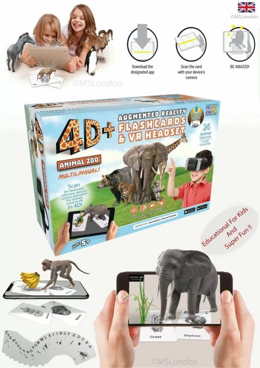 4D+ Utopia 360° Animal Zoo: Augmented Reality Cards & VR Headset
