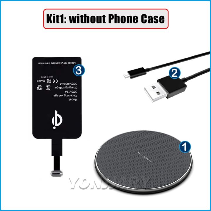 【VisioN Shop】Phone Qi Wireless Charging for Huawei P20 Pro P30 P40 Lite P9 P10 Plus Wireless Charger+USB Type-C Receiver Charging Adapter