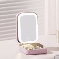 Makeup Storage Box With Led Light Mirror Portable Travel Cosmetics Storage Box Touch Light Storage Organizer For Bedroom Camping Travel. 