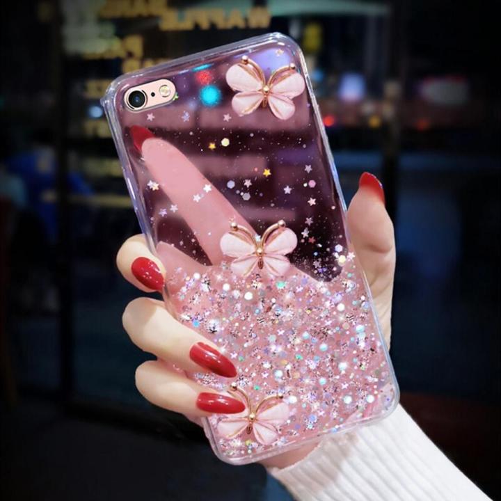 For iPhone 6s Plus / iPhone 6 Plus Back Cover Luxury 3D Shiny Rhinestone Butterfly Glitter Sequins Starry Girls Cases Clear Soft TPU Silicone Protective Mobile Phone Case
