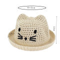 Child Summer Sunscreen Straw Knit Sun Fisherman Hat Boy Girl Imitation Raffia Embroidery Cartoon Cat Breathable Basin Cap R64. 
