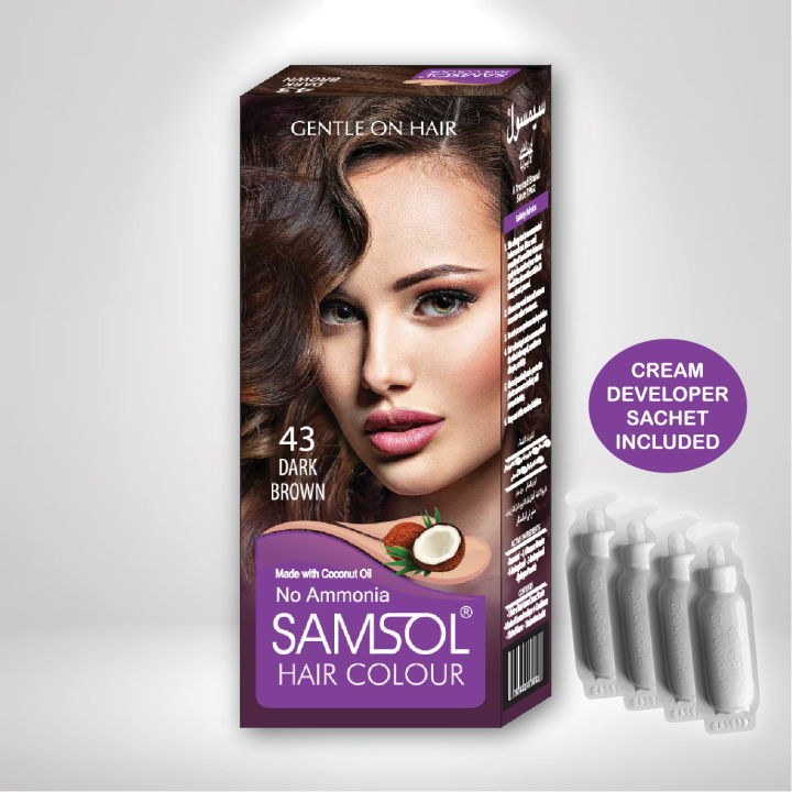 Samsol Hair Colour - 43 Dark Brown - 50ml - Non Metallic Dye