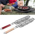 Single Kabob Baskets Grilling Basket, BBQ Long Handle Grill Basket Non-Stick Barbecue Rack Kebab BBQ Grill Box Tool for Roast Fish Vegetable Shrimp Seafood,. 