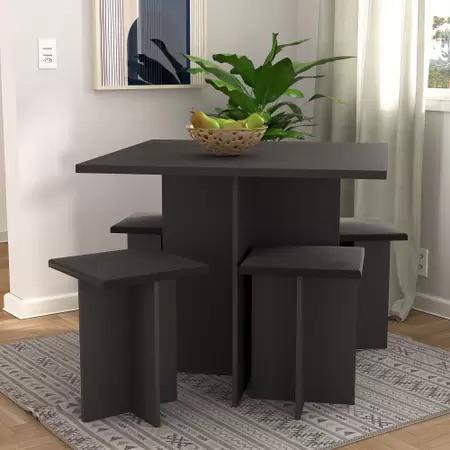 5-Piece Modern Table and Stool Set with Hidden Storage