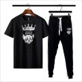 Black Live like a king printed summer gymwear trackuit trouser & t-shirt for men and boys. 