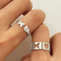 Adjustable Butterfly Heart Beautiful Couple Rings Set- Open Same Rings for Friends. 