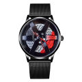 Trendy Sports Car Wheel Hub Brake Caliper Black Technology Stitching Design Large Dial Fashion Watch Swiss Watch. 